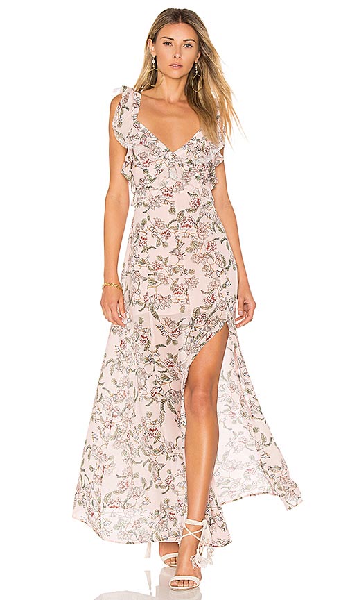 For Love & Lemons BEE BALM FLORAL MAXI DRESS Pink Floral Print dresses