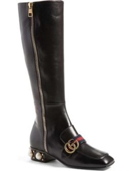 GUCCI 'Peyton' Embellished Riding Boot Black
