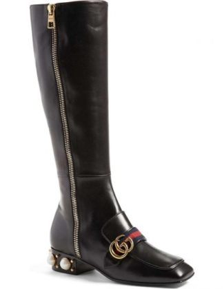 GUCCI 'Peyton' Embellished Riding Boot Black