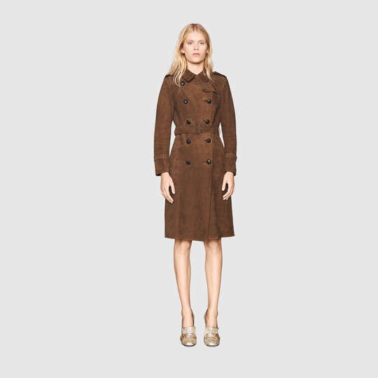 Gucci Suede belted trench coat brown suede 