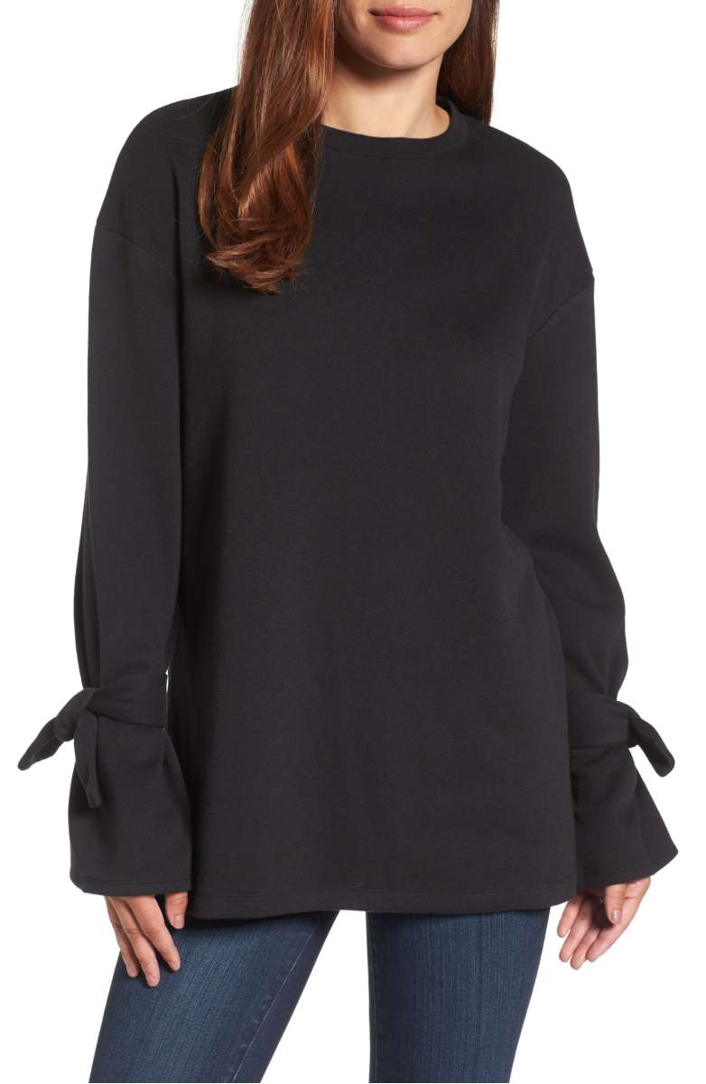 Halogen Tie Sleeve Sweatshirt Black tie sleeve tops fall 2017