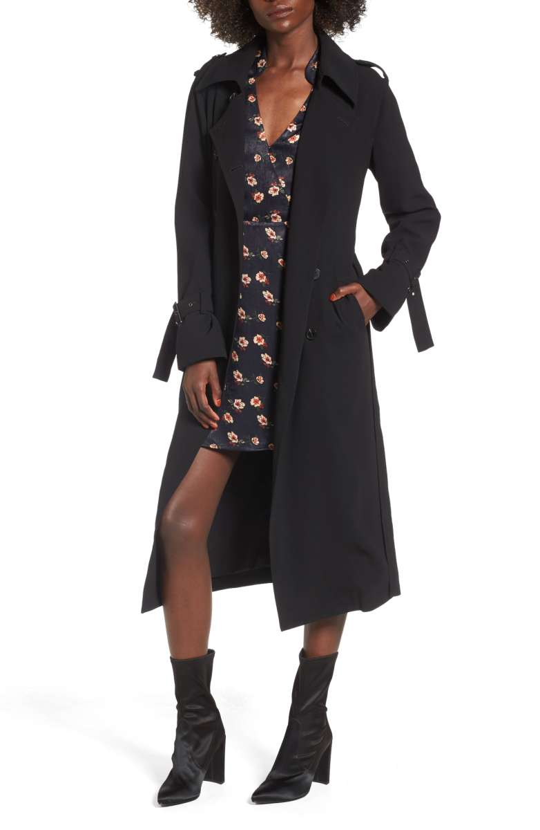 J.O.A. Long Trench Coat Black trench coats fall 2017