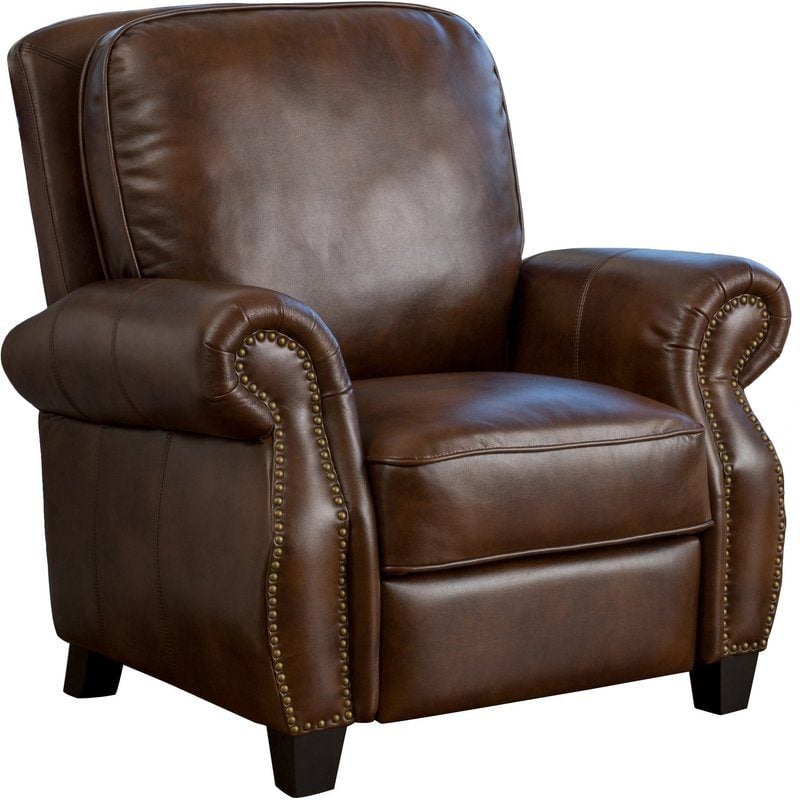 Joss and Main Logan Leather Recliner Nailhead Trim upholstered furniture blowout sale