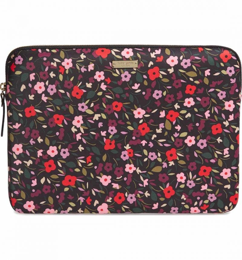 KATE SPADE NEW YORK boho floral 13-inch laptop sleeve black multi laptop cases 