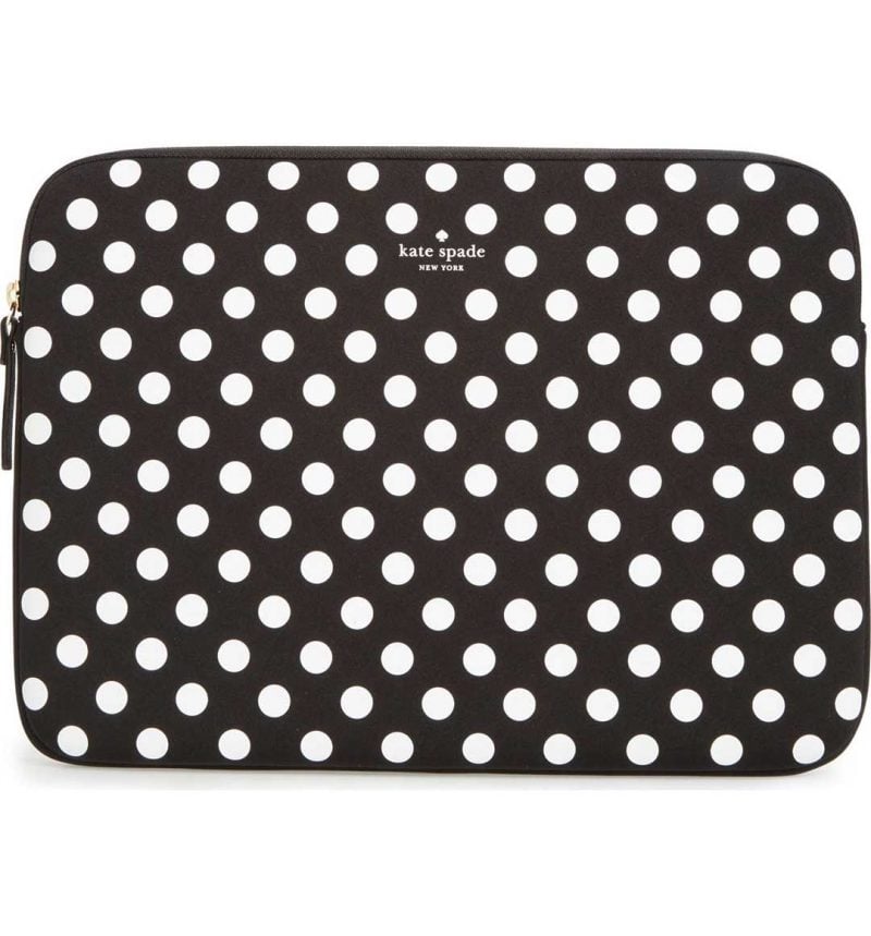 KATE SPADE NEW YORK dot 13-inch laptop sleeve black clotted cream polka dots laptop cases women