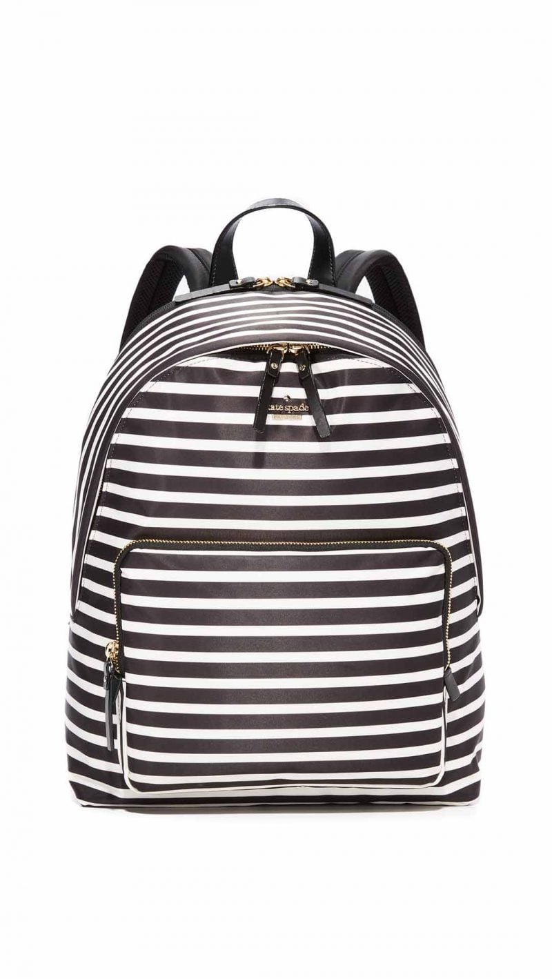 Kate Spade New York Nylon Tech Backpack Black Clotted Cream Stripe laptop cases fall 2017