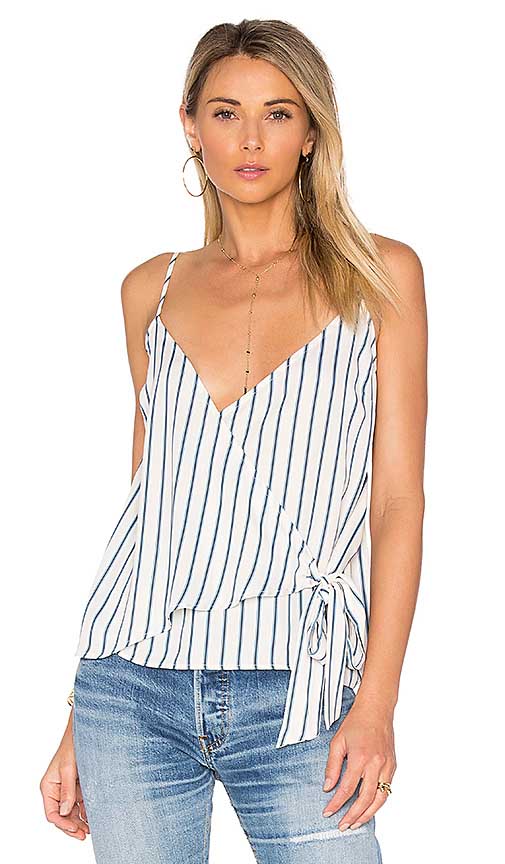 L'Academie X REVOLVE THE WRAP CAMI Blue Surrey Stripe side tie tops fall 2017