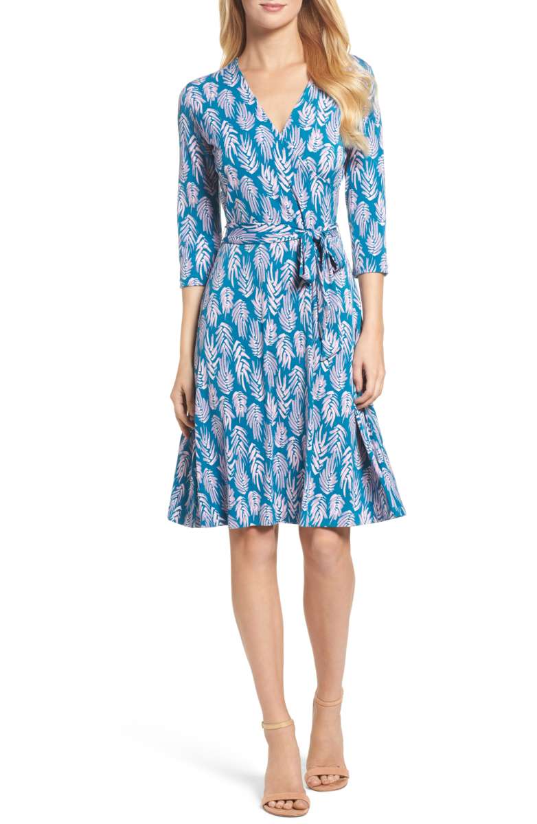 LEOTA Print Jersey Faux Wrap Dress Aloe wrap dresses fall 2017