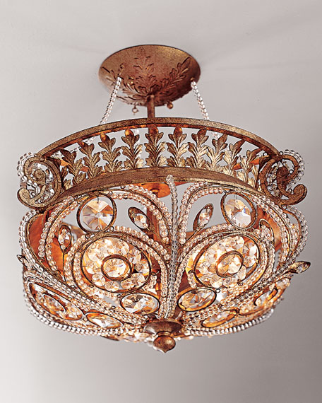 La Crystal Semi-Flush Light Fixture Gold Finch Horchow decor and lighting sale
