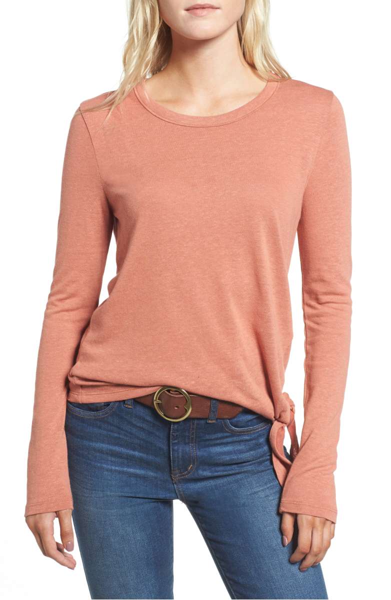 MADEWELL Soundcheck Side Tie Tee Golden Apricot Natural side tie tops for fall 2017