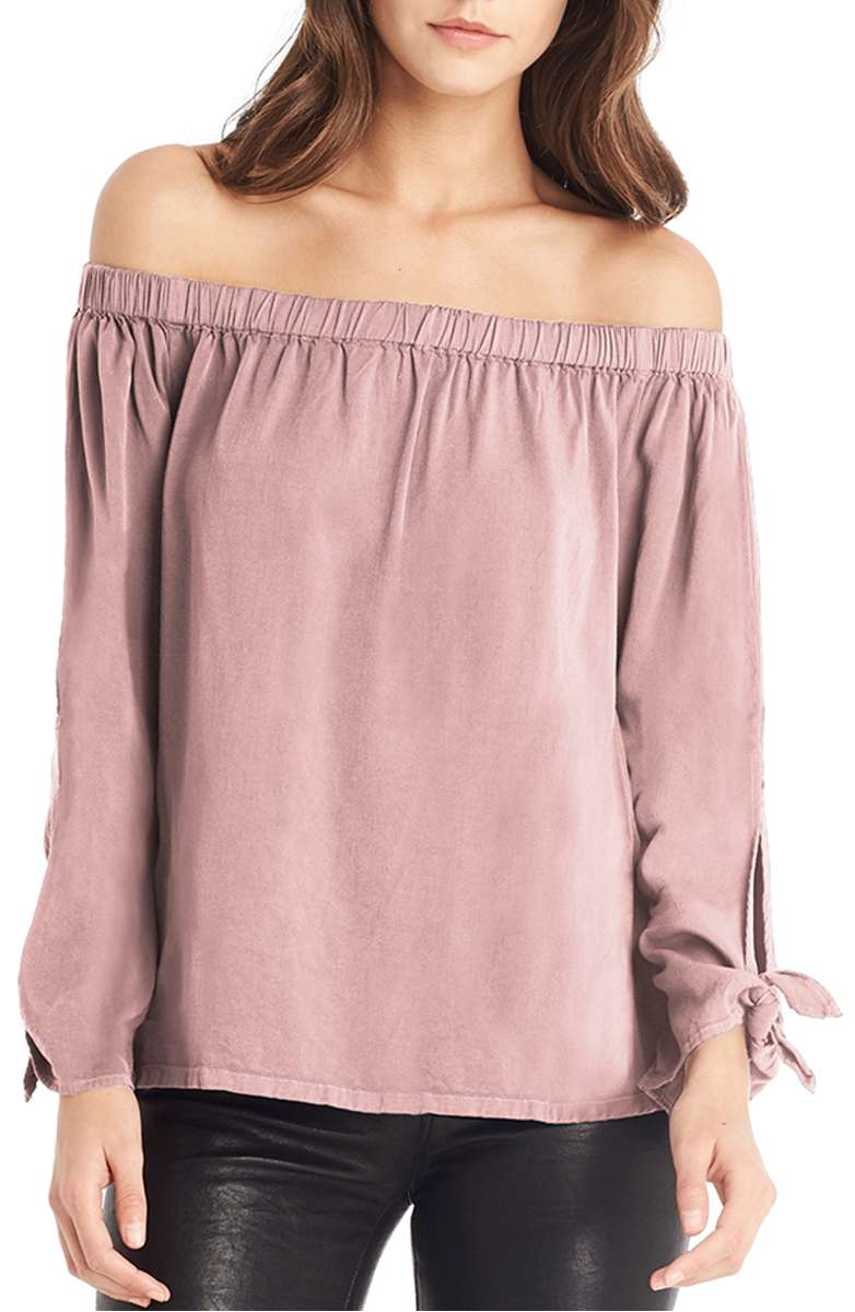 MICHAEL STARS Tie Sleeve Off The Shoulder Top Nymph tie sleeve tops fall 2017