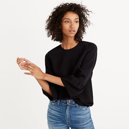 Madewell bell-sleeve top item f6886 true black bell sleeve tops fall 2017