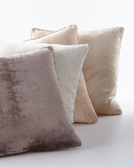 Michael Aram Beaded-Edge Velvet Pillow Blush Pink Gray Light Blue 18" Square horchow decor and lighting sale