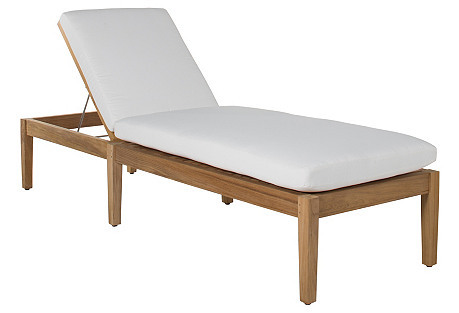 ONE KINGS LANE OUTDOOR Aviva Teak Chaise, White one kings lane summer clearance sale
