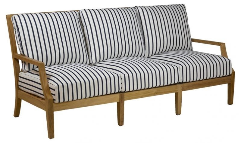 ONE KINGS LANE OUTDOOR Aviva Teak Sofa, Indigo/White Sunbrella one kings lane summer clearance sale