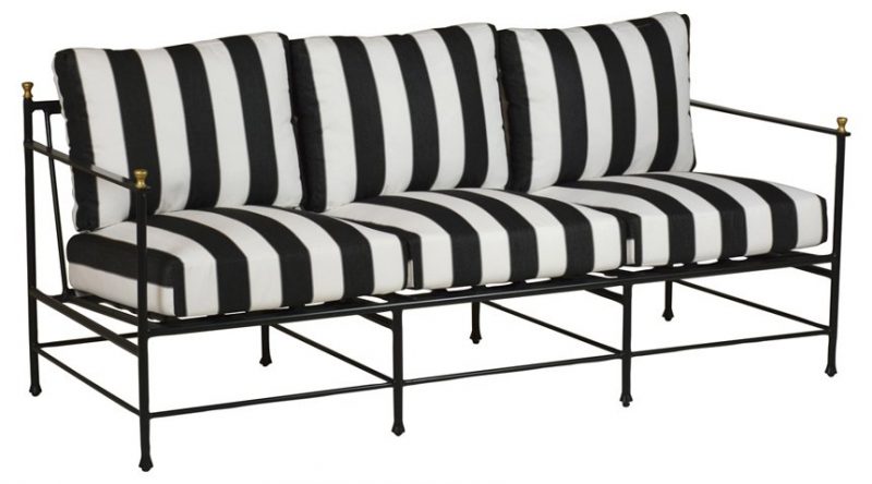 ONE KINGS LANE OUTDOOR Frances Sofa, Black/White Sunbrella Stripes one kings lane summer clearance sale