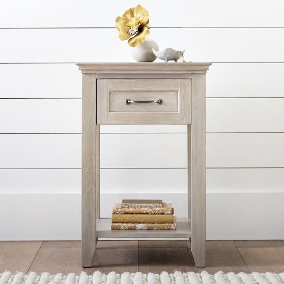 PBteen Hampton Bedside Table Water-Based Brushed Fog pottery barn teen bedroom furniture sale