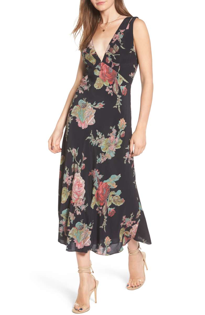 PRIVACY PLEASE Maria Midi Dress Black Leila Floral Print wedding guests