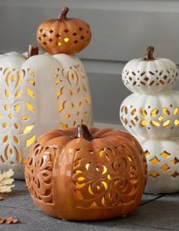 Pottery Barn FILIGREE PUNCHED CERAMIC PUMPKINS pottery barn 20% sale