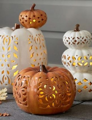 Pottery Barn FILIGREE PUNCHED CERAMIC PUMPKINS pottery barn 20% sale