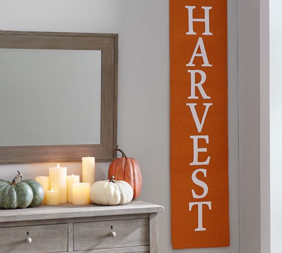 Pottery Barn HARVEST BANNER pottery barn fall decorating sale orange white