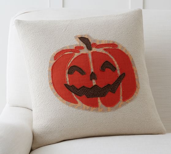 Pottery Barn JACK-O'-LANTERN APPLIQUE PILLOW COVER pottery barn pillows sale