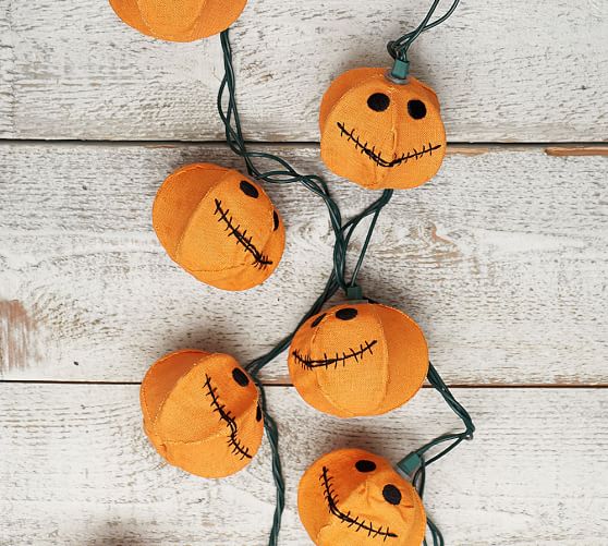 Pottery Barn JACK O'LANTERN BURLAP STRING LIGHTS pottery barn harvest and halloween sale
