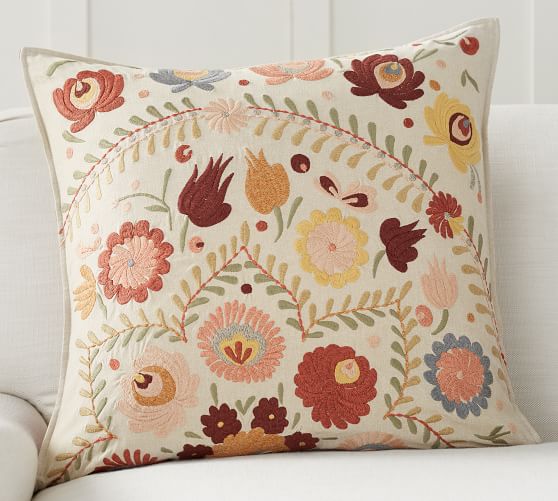 Pottery Barn KNOWLES EMBROIDERED PILLOW COVER pottery barn fall decorating sale