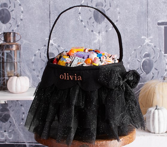 Pottery Barn Kids Black Tulle Treat Bag pottery barn kids halloween treat bags sale monogrammed girls 