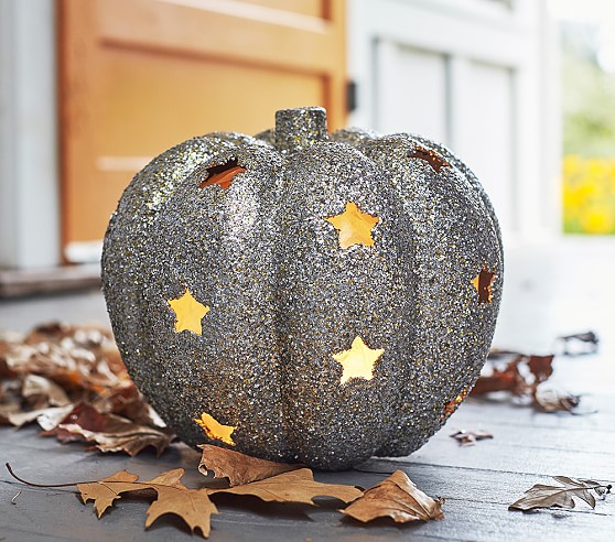 Pottery Barn Kids Glitter Pumpkin & Stars Luminary small halloween decor sale