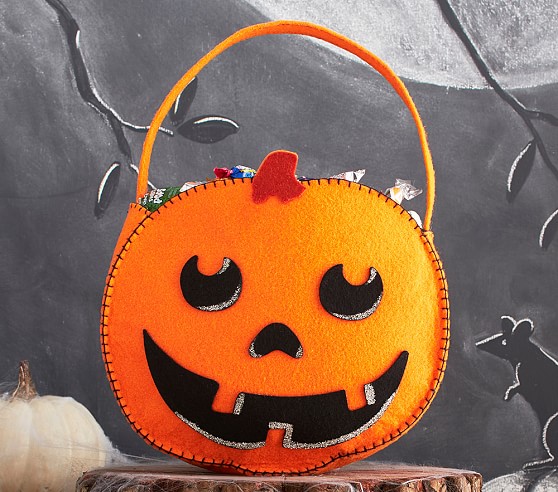 Pottery Barn Kids Pumpkin Felt Tote pottery barn kids halloween treat bags sale