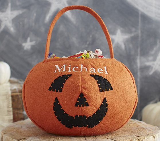 Pottery Barn Kids Pumpkin Treat Bag Monogrammed pottery barn kids halloween treat bags sale