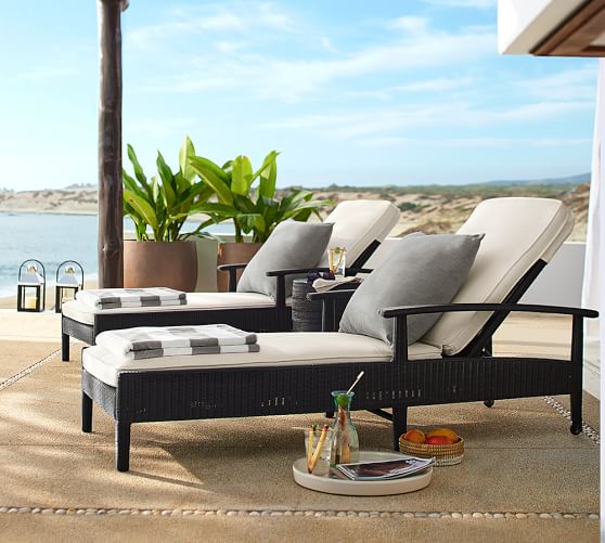Pottery Barn PALMETTO ALL-WEATHER WICKER SINGLE CHAISE - BLACK pottery barn warehouse sale
