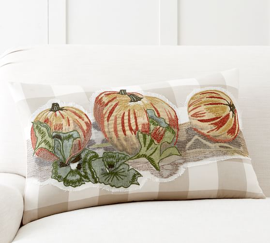 Pottery Barn PUMPKIN PATCH CHECK LUMBAR PILLOW COVER pillows sale