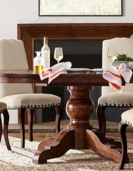 Pottery Barn SUMNER EXTENDING PEDESTAL DINING TABLE Rustic Mahogany Stain dining tables sale