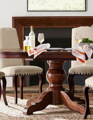 Pottery Barn SUMNER EXTENDING PEDESTAL DINING TABLE Rustic Mahogany Stain dining tables sale