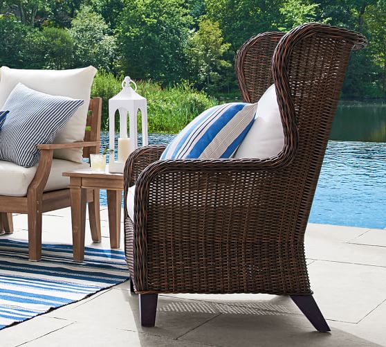 Pottery Barn TORREY ALL-WEATHER WICKER WINGBACK CHAIR- ESPRESSO pottery barn warehouse sale
