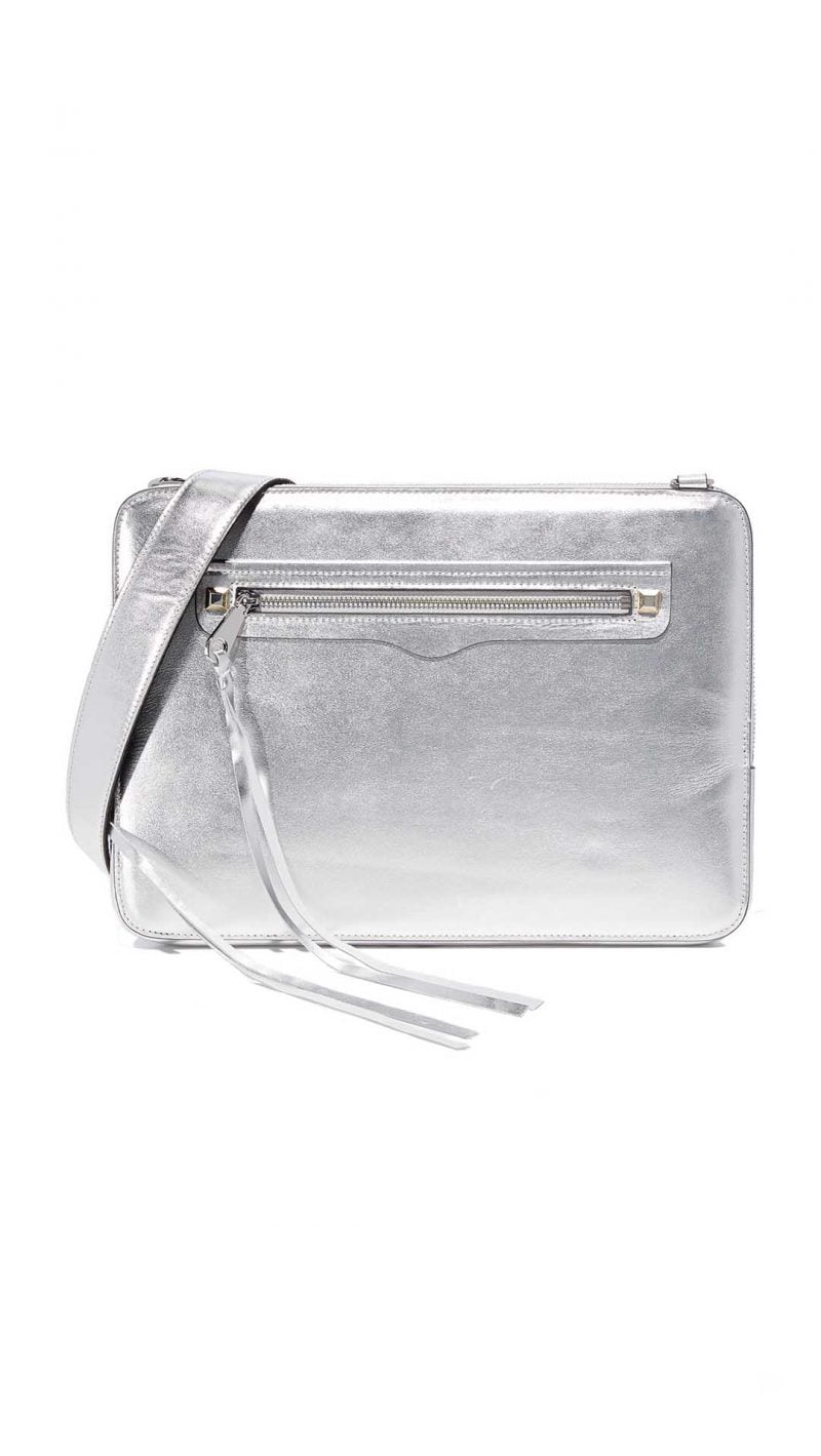 Rebecca Minkoff Regan Sleeve Laptop Case Metallic Silver fall 2017 women