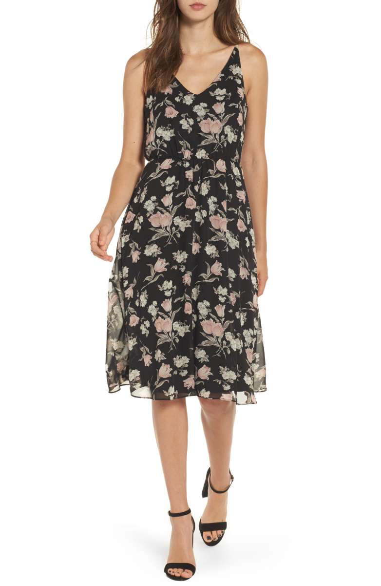 SOPRANO Floral Blouson Midi Dress Black fall floral print dresses wedding guests