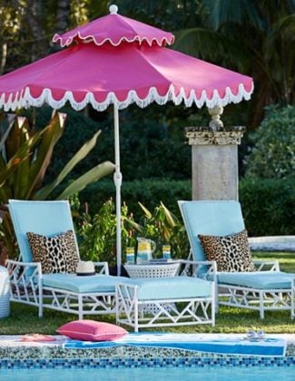 SUMMER CLASSICS FOR ONE KINGS LANE Coco Ottoman, Blue/White Sunbrella one kings lane summer clearance sale