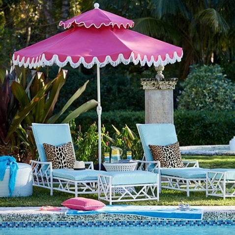 SUMMER CLASSICS FOR ONE KINGS LANE Coco Ottoman, Blue/White Sunbrella one kings lane summer clearance sale