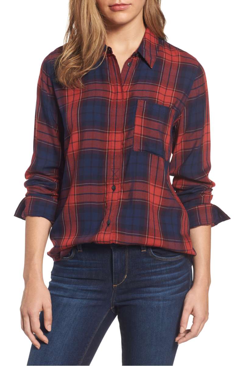 TREASURE & BOND Classic Plaid Shirt Rust Bossanova Tartan plaid shirts fall 2017 women under 100 dollars