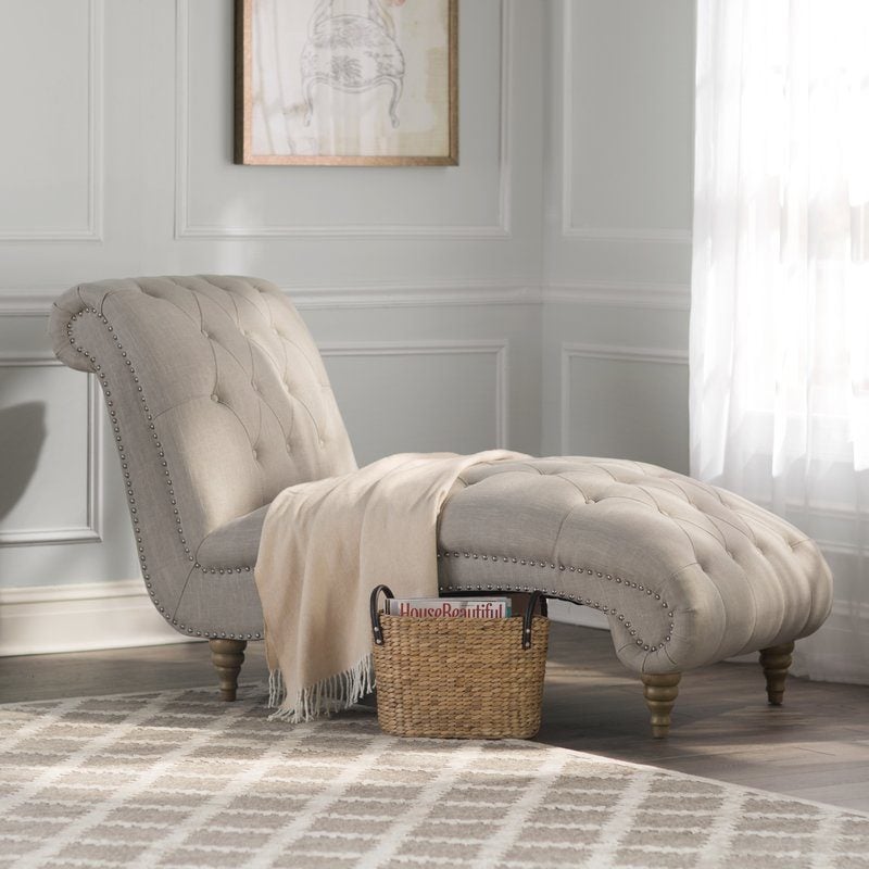 Violet Tufted Chaise Nailhead Trim joss and main upholstered furniture blowout sale 
