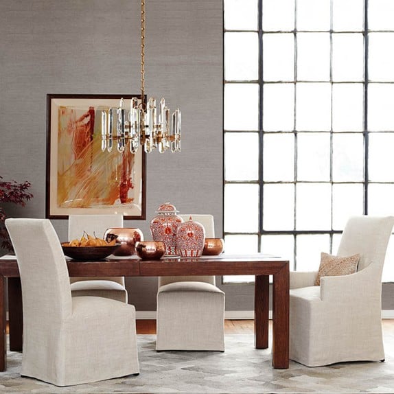 Williams Sonoma Home Belvedere Slipcovered Dining Side Chair Chunky Linen Natural White dining furniture sale