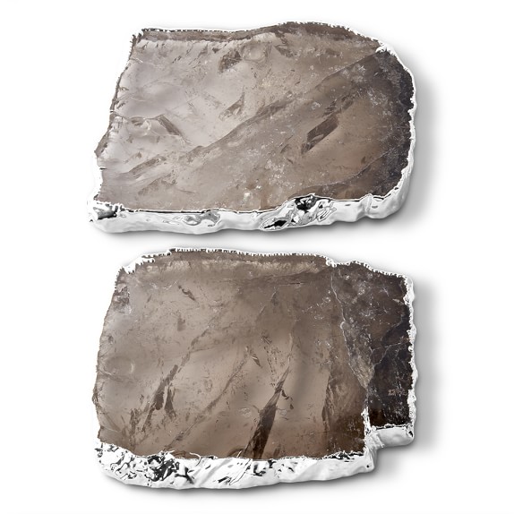Williams Sonoma Home Kivita Coasters, Smokey Quartz, Silver williams sonoma home buy more save more sale