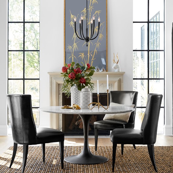 Williams Sonoma Home Tulip Pedestal Round Table, Carrara Marble williams sonoma home dining furniture sale