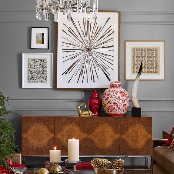 Williams Sonoma Home Wythe Burled-Wood Double Console dining furniture sale