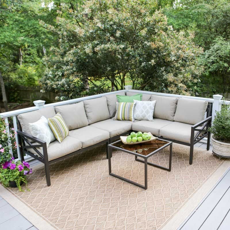 Williamsville 5-Piece Aluminum Sectional Seating Group joss and main upholstered furniture blowout sale