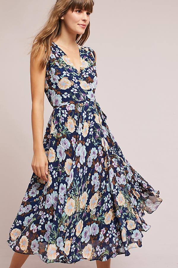 Yumi Kim Bouquet Midi Dress Purple Motif Fall Floral Print