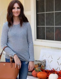 MADEWELL Soundcheck Stripe Side Tie Tee Twilight Blue White candace rose anderson fall 2017 side tie tops fashion blog